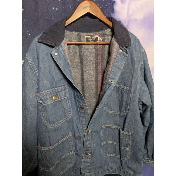 Vintage 70s Sears Denim Chore Coat Blanket Lined Workwear Jacket Size XL - Picture 3 of 8